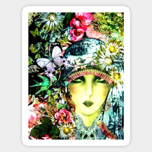 CHINTZ ART DECO FLAPPER COLLAGE POSTER , VIBRANT Sticker